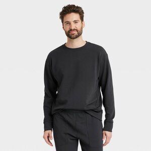 Men's Heavy Waffle Crewneck Sweatshirt - All in Motion™ Black XXL
